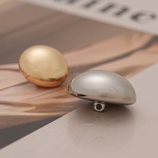 Gold Silver Glossy Hollow Mushroom-Shaped Metal Shank Button 6pcs