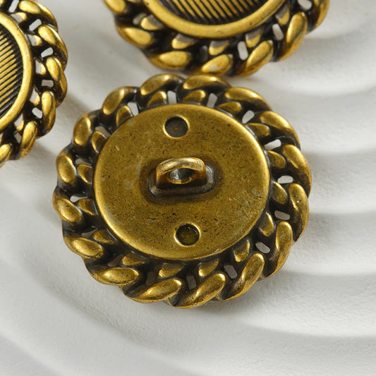 Vintage Gold Striped Sun-Shaped Metal Coat Decorative Button 10pcs