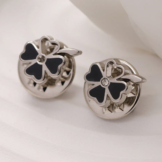 Gold Silver Black Four-Leaf Flower Metal Brooch 12 Pack