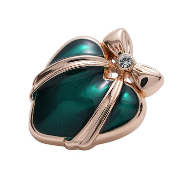 23mm green heart metal button, butterfly-knot, rhinestone detail, 6pcs set