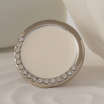 18-22mm Round White Black Oiled Diamond Metal Button 6pcs White