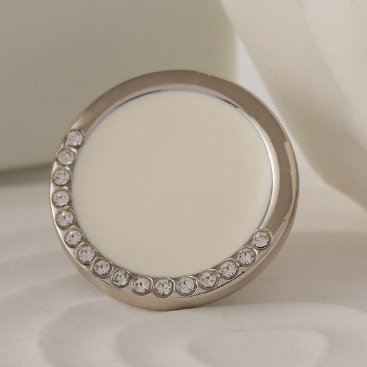 18-22mm Round White Black Oiled Diamond Metal Button 6pcs White