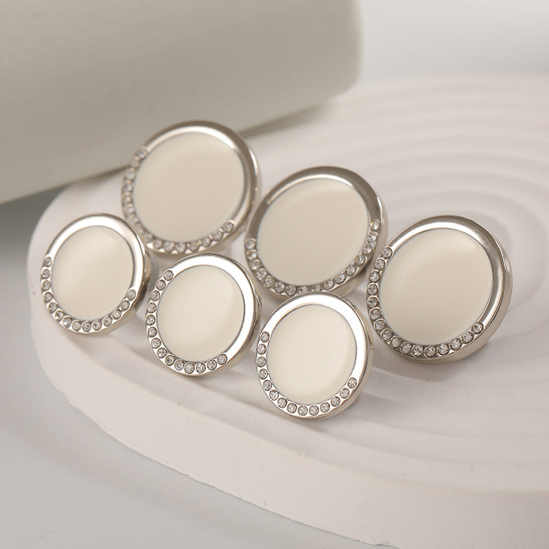 18-22mm Round White Black Oiled Diamond Metal Button 6pcs
