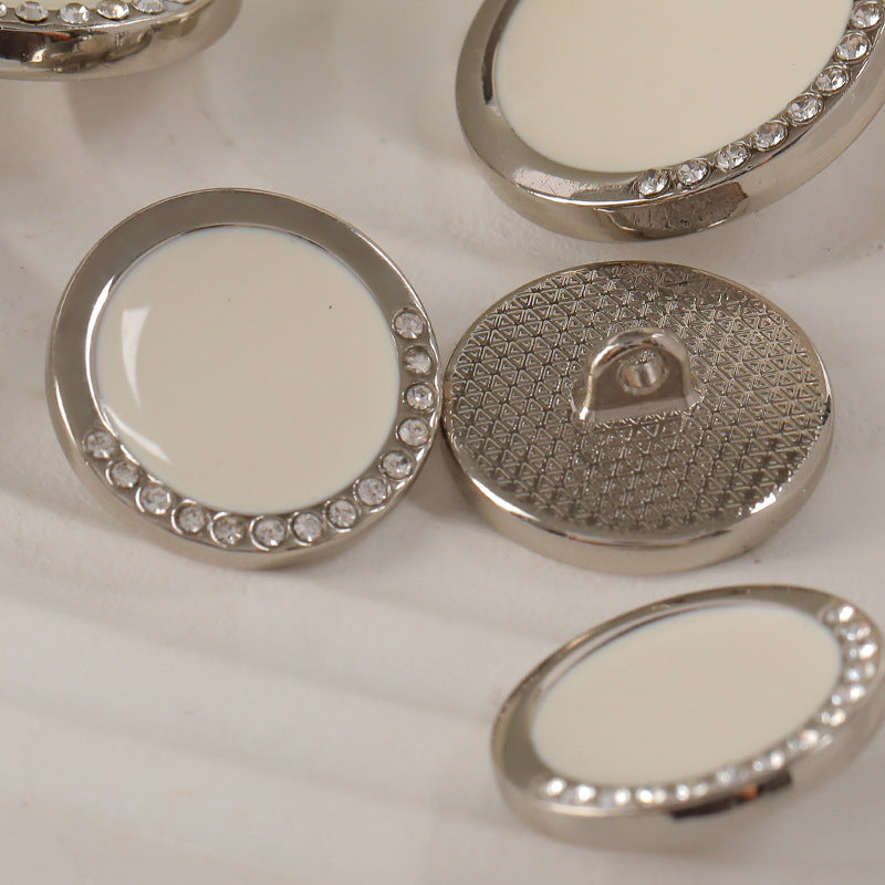 18-22mm Round White Black Oiled Diamond Metal Button 6pcs
