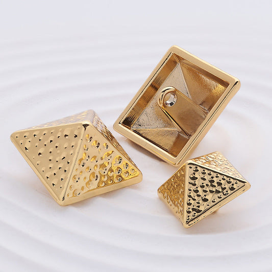 Pyramid Rhombus Sharp-Angled Metal Shank Button 5pcs