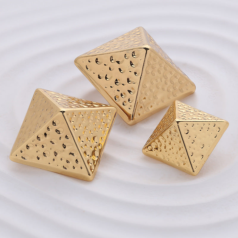Pyramid Rhombus Sharp-Angled Metal Shank Button 5pcs