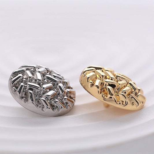 Korean Style Rice-Grain Embossed Round Metal Sewing Buttons 10pcs