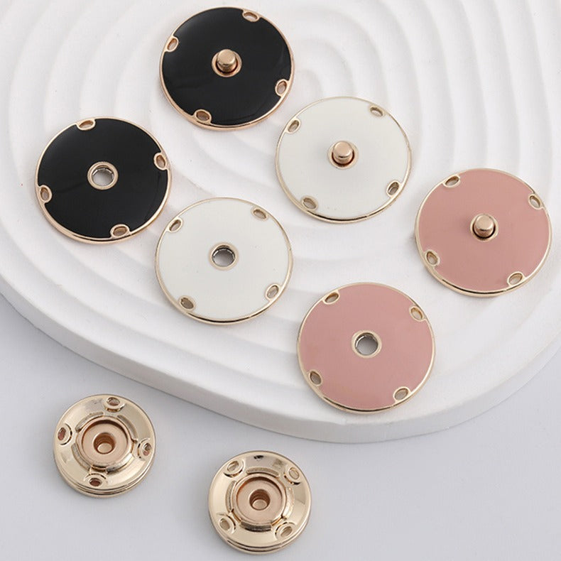 Invisible snap buttons, Black/White/Pink, 8pcs metal sets