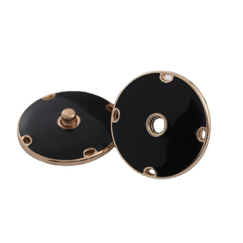 Black invisible snap buttons, metal, 8pcs