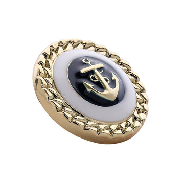 Anchor Oil Metallknopf, oval, goldener Zierkranz, blaues Anker-Emblem (10er)