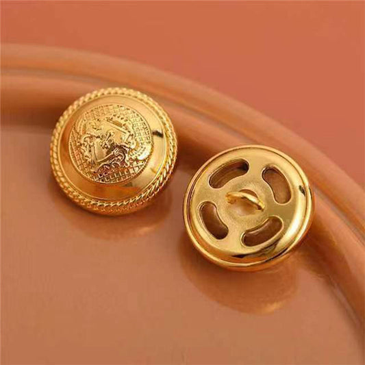 24L Vintage Gold Double Lions Elegant Hand-Sewn Metal Button 10pcs