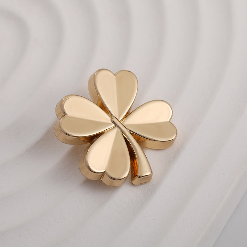 21mm Handbag Four-Leaf Clover Bow Bracelet Gold Metal Buttons 5 Pack