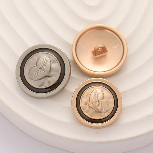 18-20mm Metal Round Heart-Shaped Oiled Coat Button 10pcs