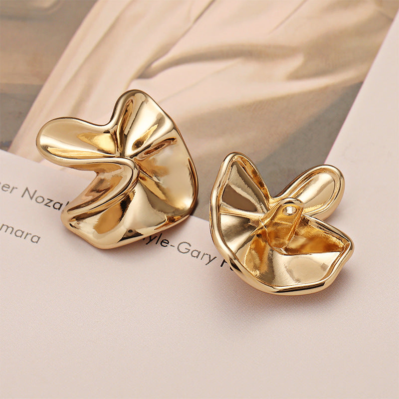 Light Luxury 3D Wrinkled Gold Zinc Alloy Metal Button with Shank 5pcs