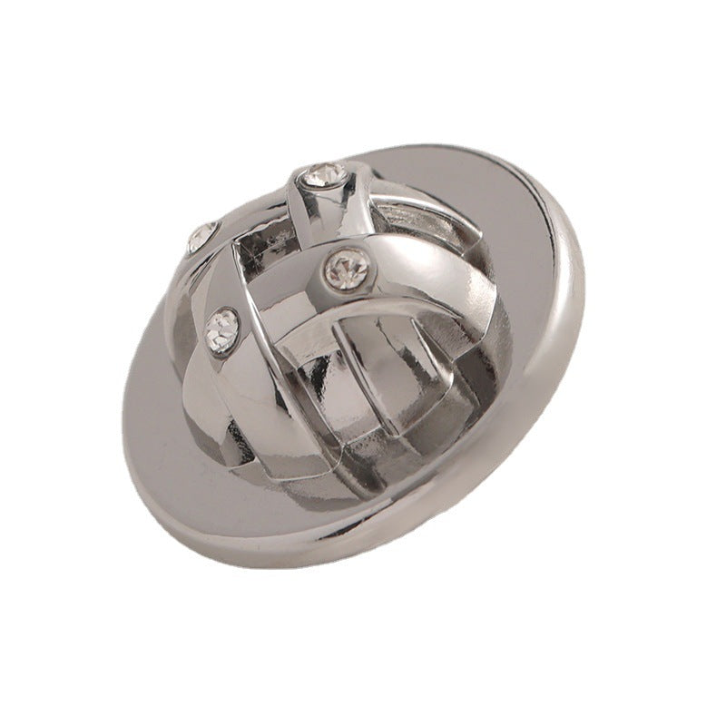 Silberner Metallknopf mit geometrischem Bogen und Diamant-Akzenten