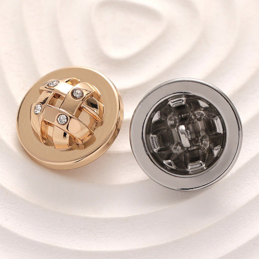 Diamond Mushroom Geometric Arch-Shaped Metal Button 6pcs
