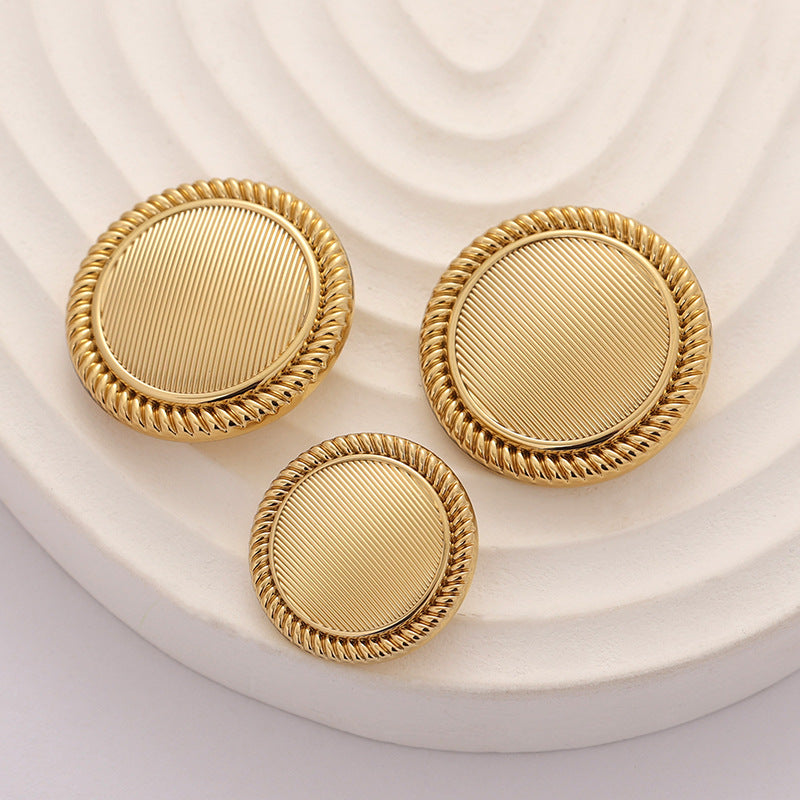 Classic and Simple Striped Gold Metal Button with Handle 10pcs