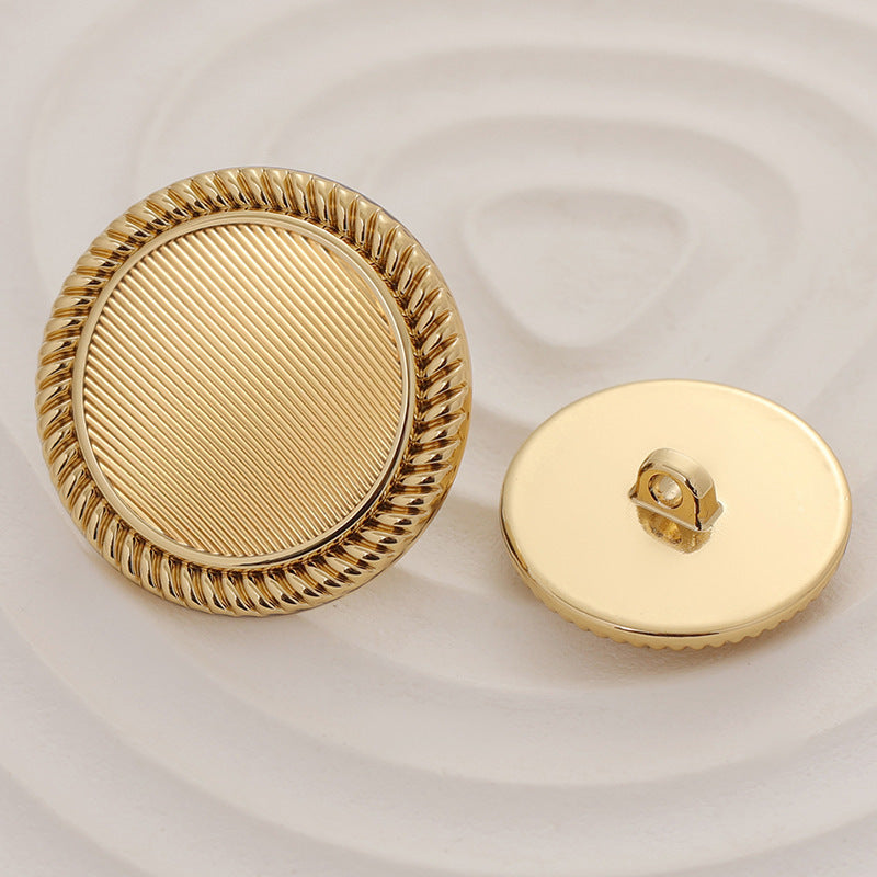 Classic and Simple Striped Gold Metal Button with Handle 10pcs