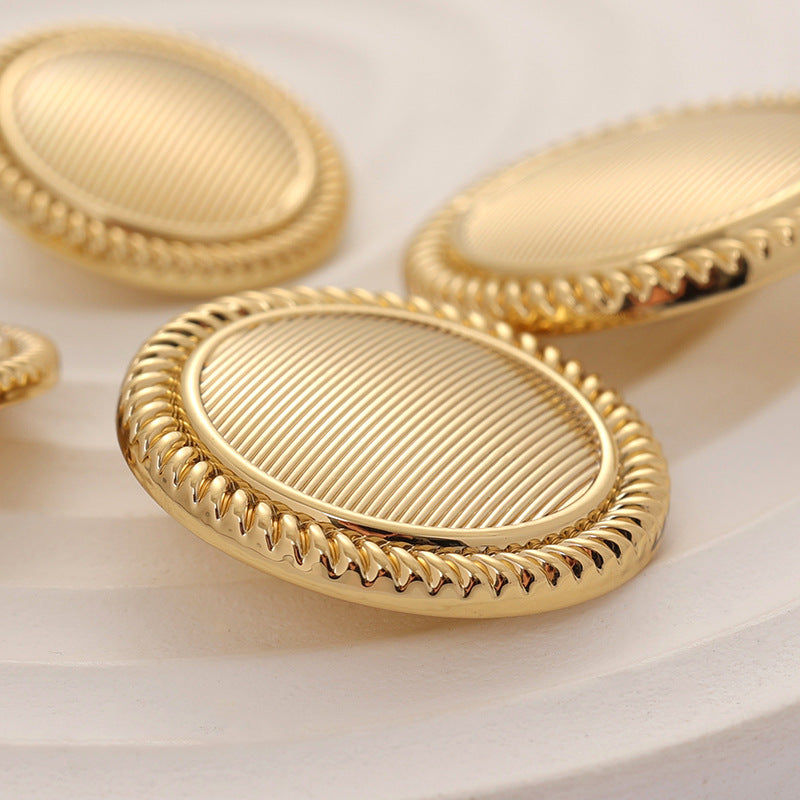 Classic and Simple Striped Gold Metal Button with Handle 10pcs