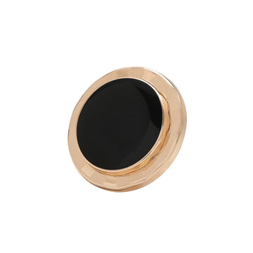 23mm black epoxy metal button with gold rim, lotus leaf style, 10 pcs