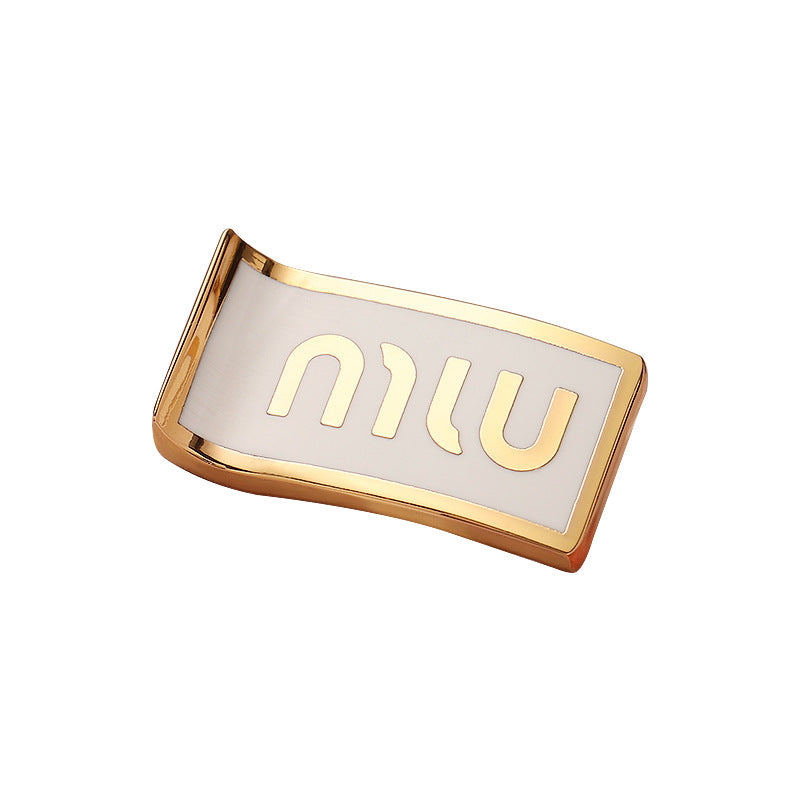 MIU rectangular metal button, light white, 2-pack