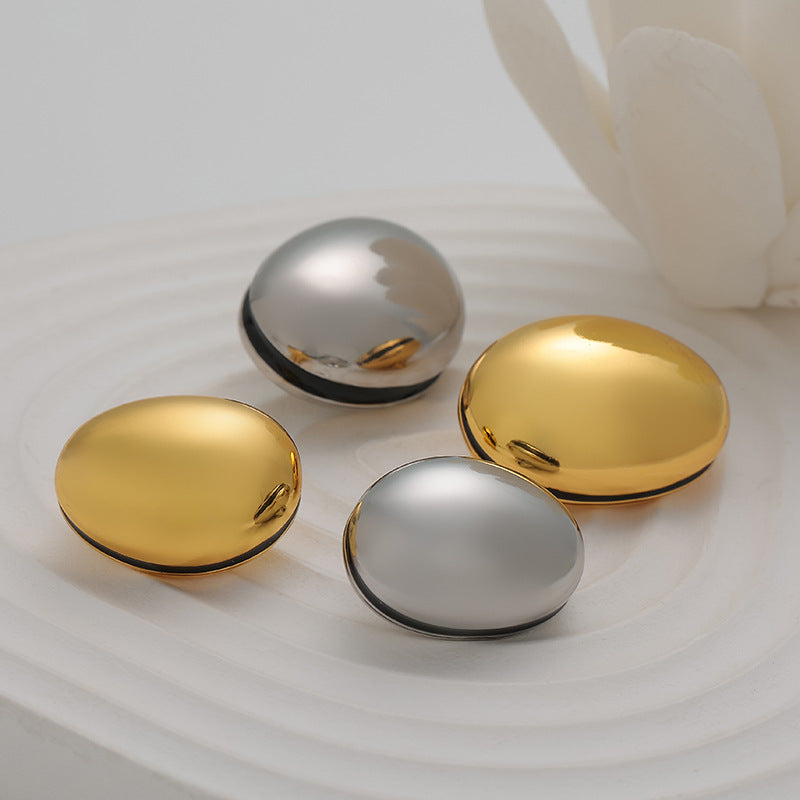 Hollow 3D ovale Metallknöpfe, eiförmig, gold & silber, 5er-Set-Optik