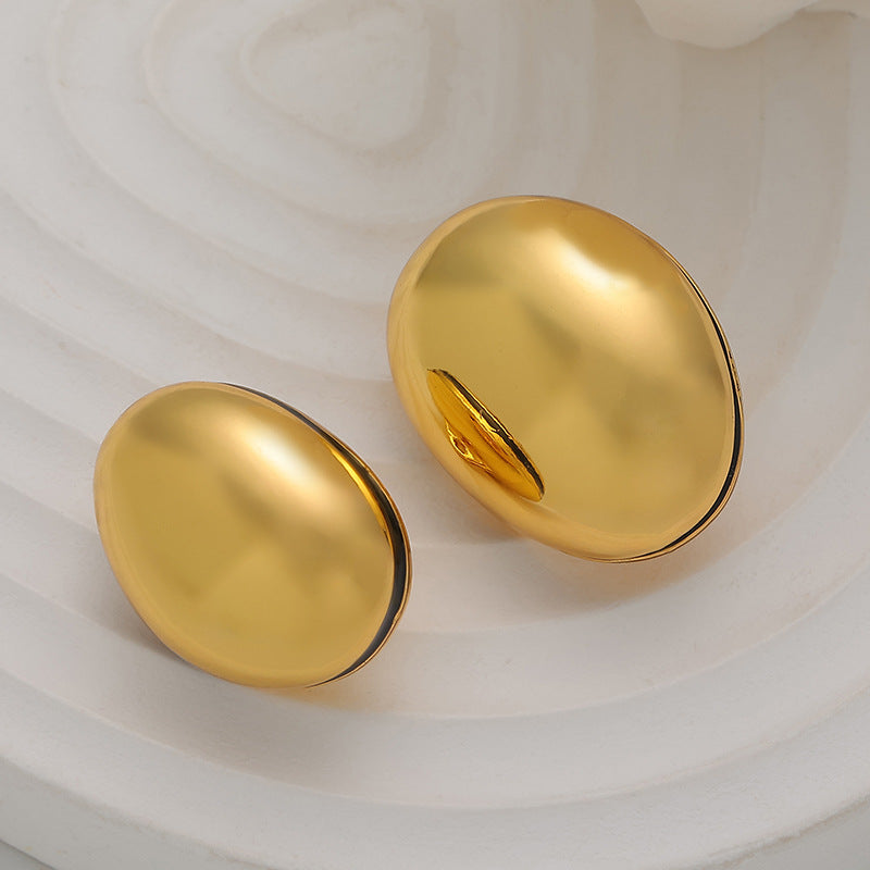 Hohl-3D Eiovaler Metallknopf, gold, runde Kuppelform mit schmaler Aussparung