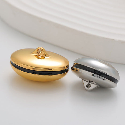 Hollow 3D Oval Egg-Shaped Metal Button 5pcs