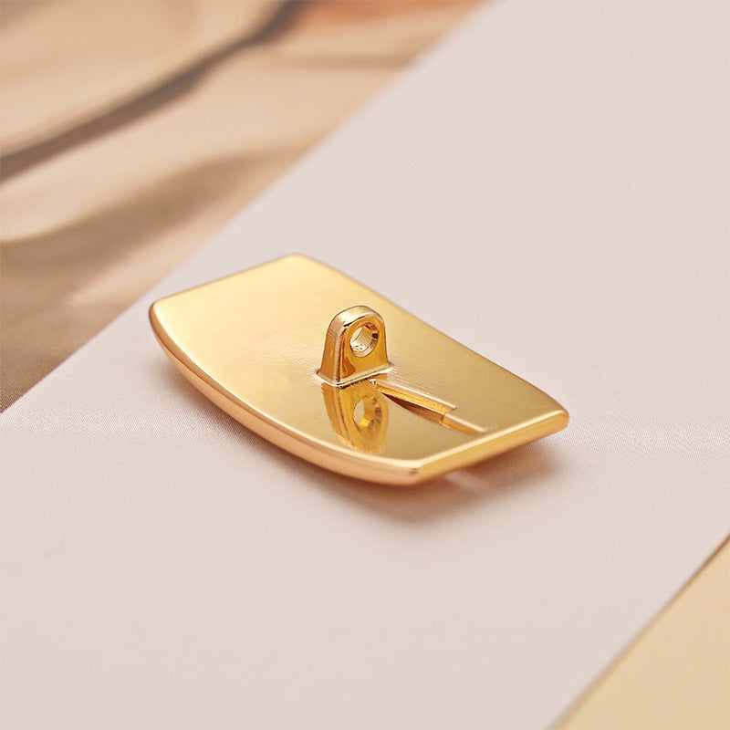 Mirror Gold Rectangular Alloy Metal Shank Coat Button 5pcs
