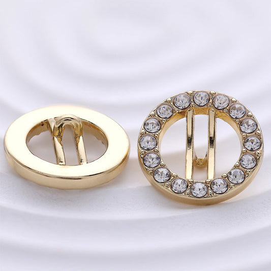 Hollow Circle Metal Button with Diamonds for Shirts Dresses 12pcs