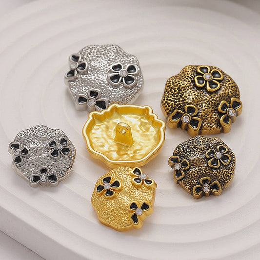 18-23mm Butterfly Ripple Diamonds Floral Metal Sewing Button 6pcs