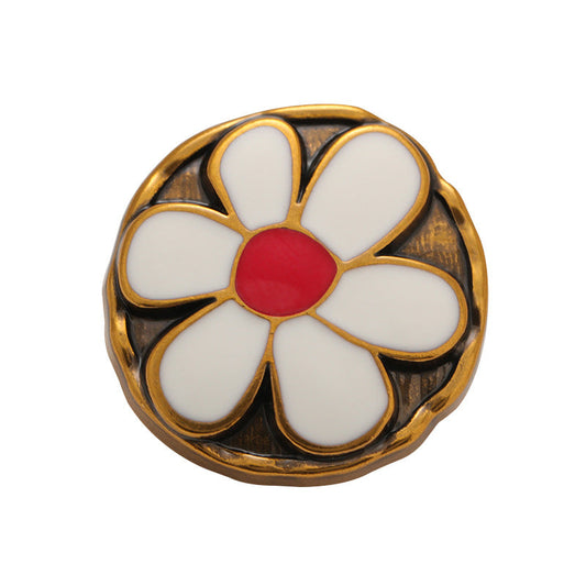 Black White Floral Vintage Metal Hand-Sewn Buttons 6 Color Pack