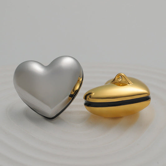 20-25mm Hollow 3D Heart-Shaped Alloy Button for Coat Jacket 5pcs