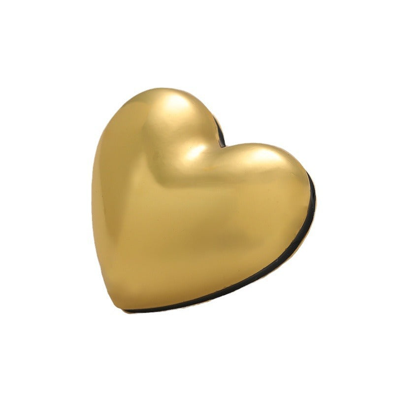 Gold hollow 3D heart alloy button, 20–25 mm, for coat/jacket fastenings