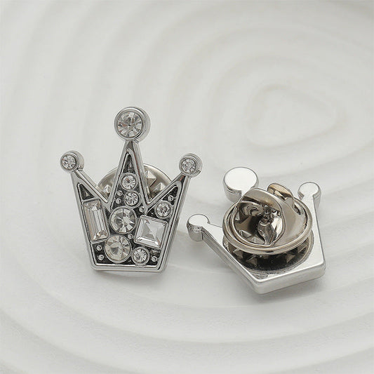 Silver Polygonal Diamond Metal Badge Brooch 3pcs