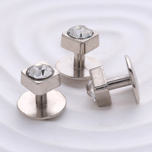 10mm Silver Crystal Cufflinks Fashion Shirt Studs 10pcs