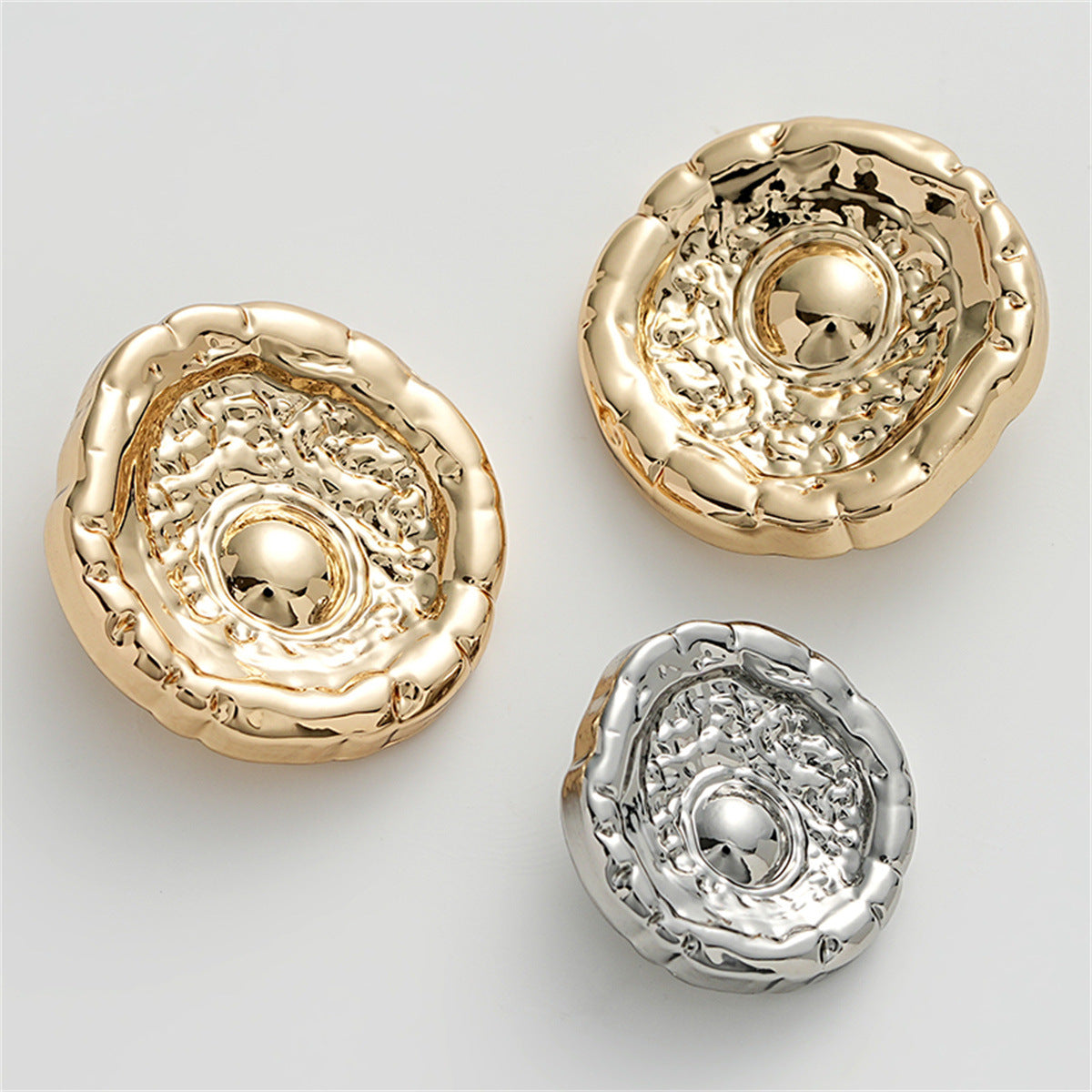 Retro and High-End Concave Irregular Metal Shank Button 5pcs