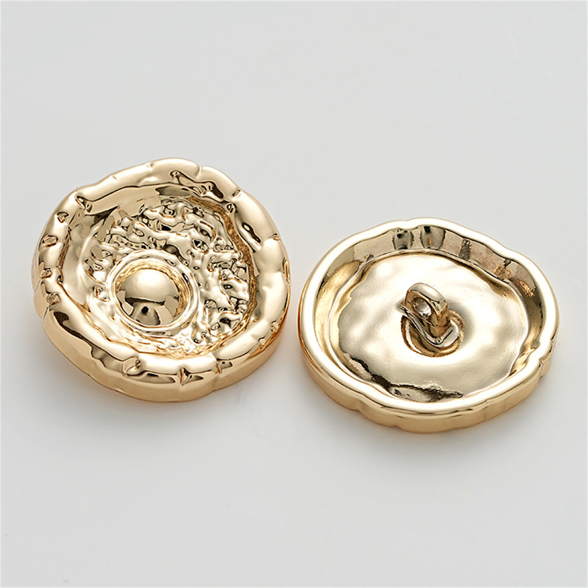 Retro and High-End Concave Irregular Metal Shank Button 5pcs Gold