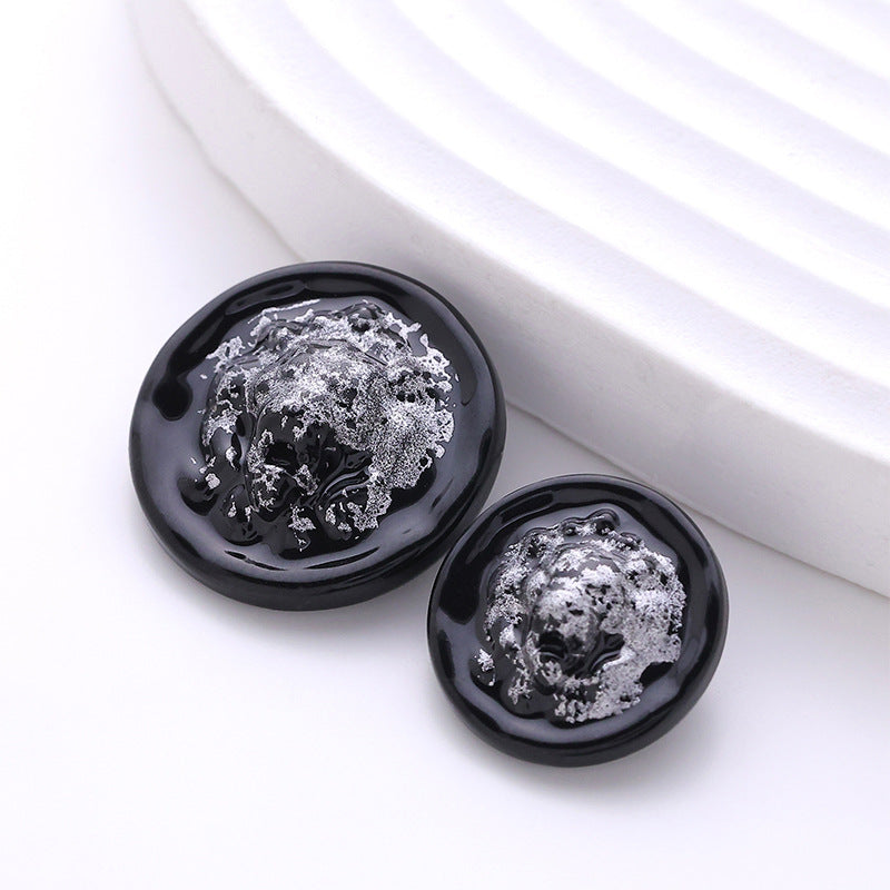 British Lion Head Ink Color Glacier Metal Blouse Button 5pcs