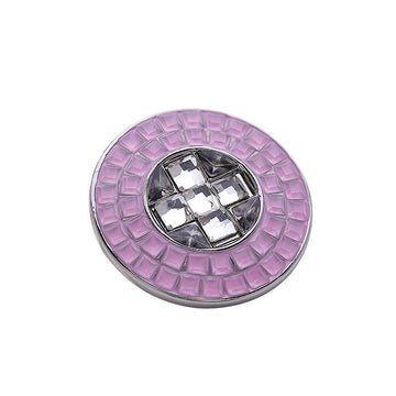 Rosa Metallknopf mit Diamant-Optik-Einsatz, kleine geflochtene Prägung am Rand
