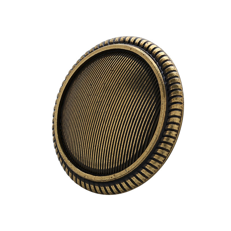 Antique gold vintage striped lace metal button, round, double-sided, 15–22mm