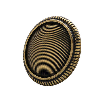Antique gold vintage striped lace metal button, round, double-sided, 15–22mm