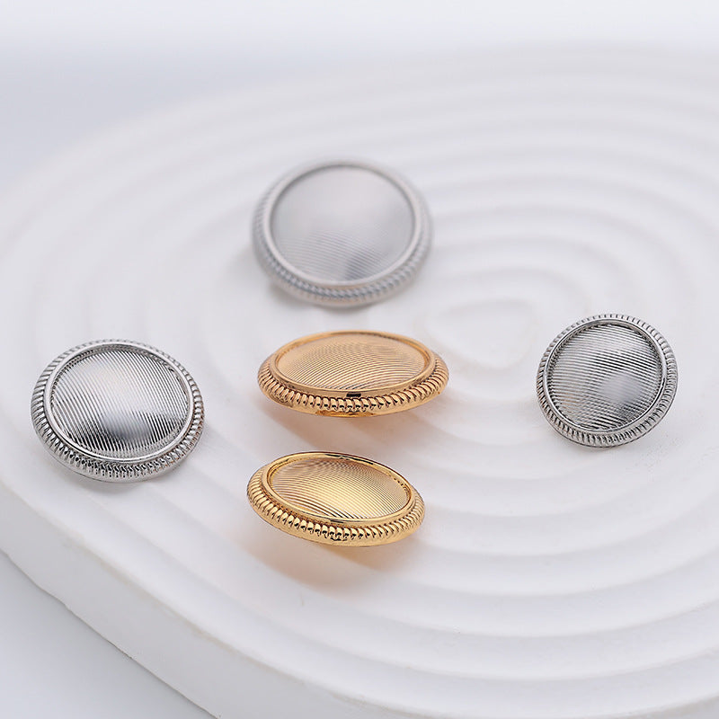 Vintage striped lace metal buttons in silver and gold, double-sided, 15–22mm