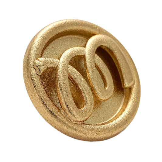 Sand Gold M Letter Three-Dimensional Relief Hollow Metal Button 5pcs