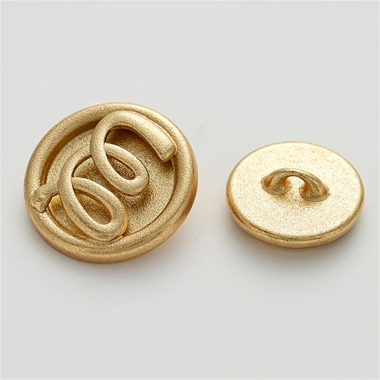 Sand Gold M Letter Three-Dimensional Relief Hollow Metal Button 5pcs