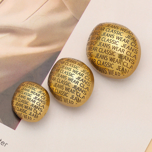 Vintage Stone Antique Silver Gold Decorative Metal Buttons 6pcs