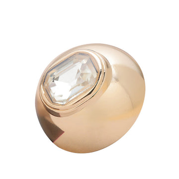 Convex metal button with diamond and high feet, gold tone finish