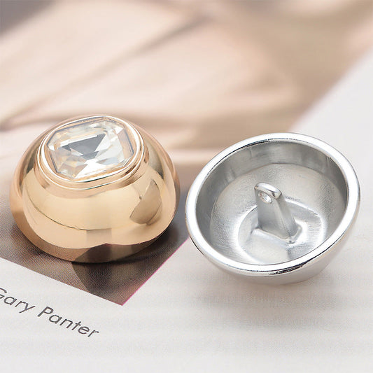 Convex Metal Button with Diamonds and High Feet 6pcs
