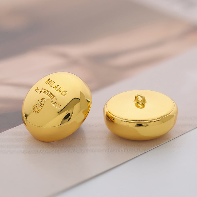 Shiny Gold Round Mushroom MILANO Decoration Metal Button 5PCS