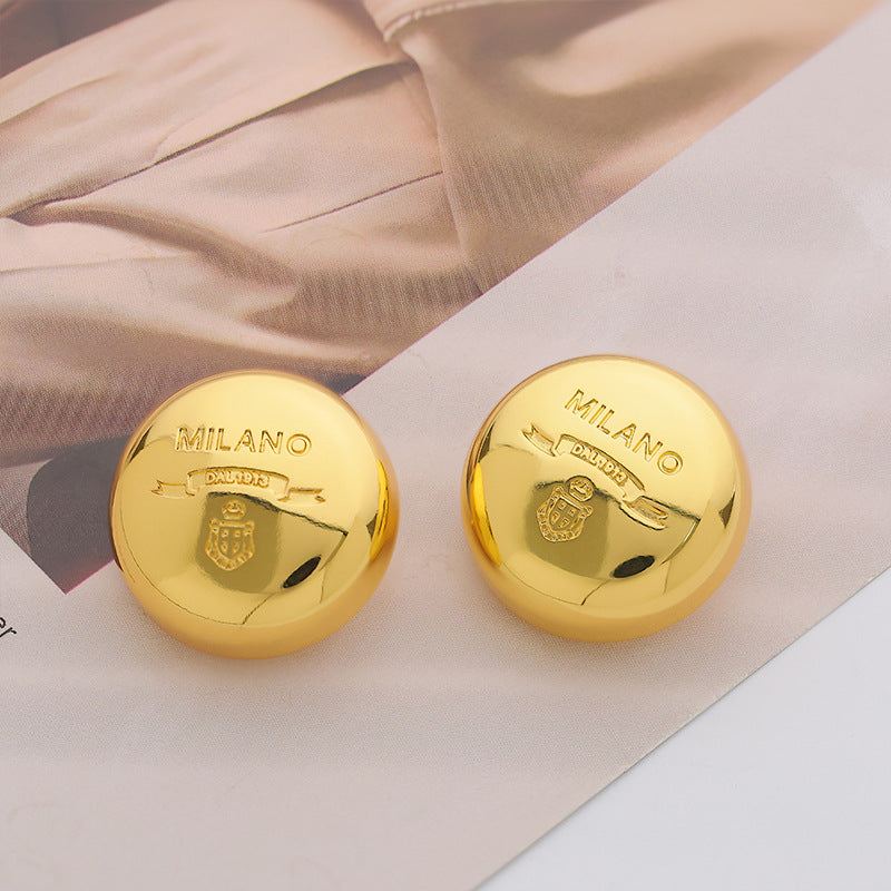 Shiny Gold Round Mushroom MILANO Decoration Metal Button 5PCS